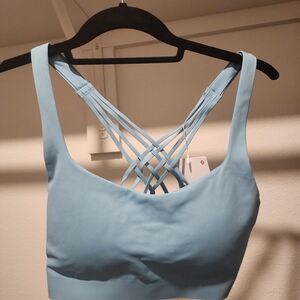 Women's Blue Strappy Sports Bra